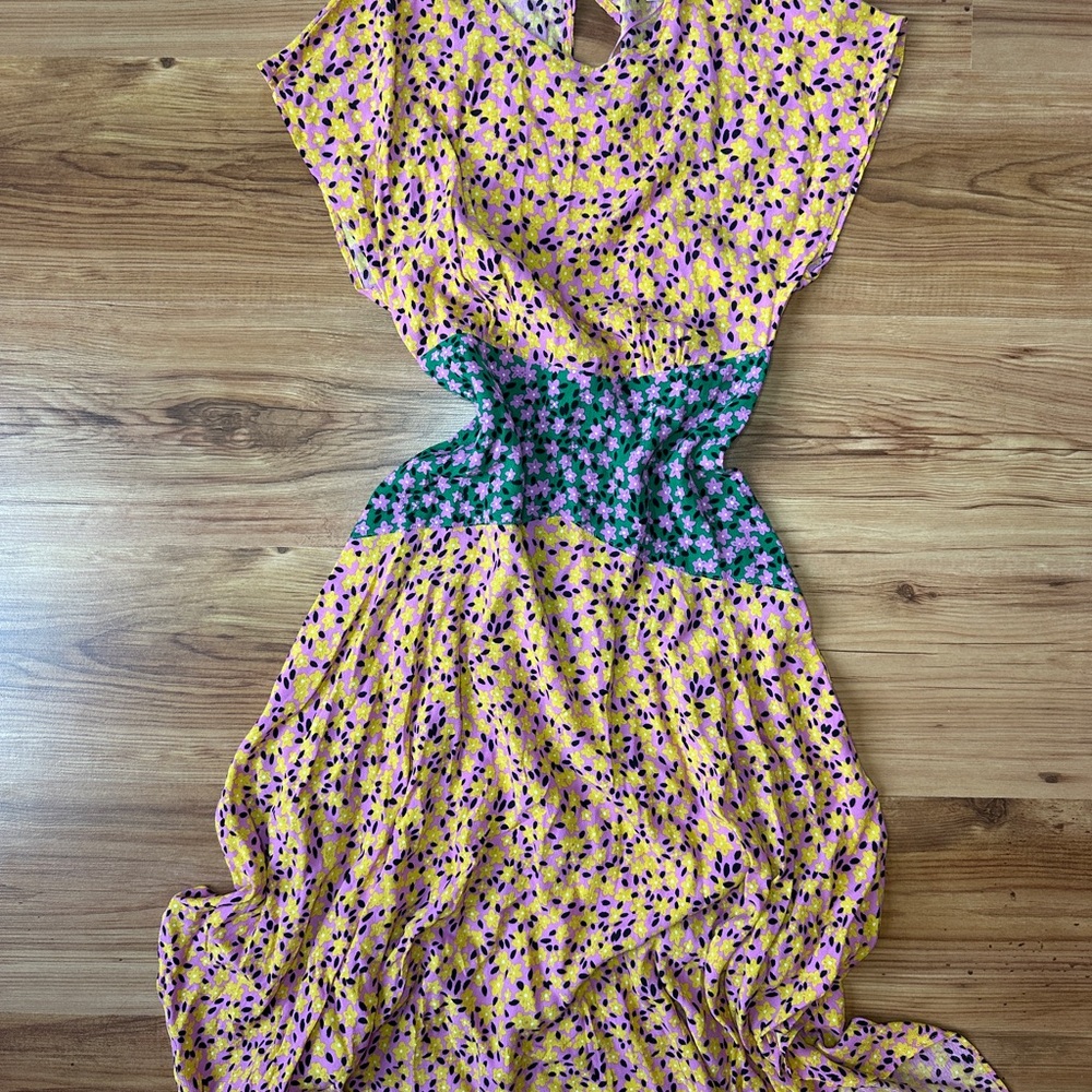 Topshop Blue and Pink Flutter Sleeve Sundress